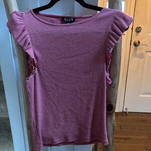 J. Crew Red Boatneck Textured Ruffle Top